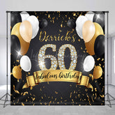 Lofaris Black Balloon Custom Name 60 Fabulous Birthday Backdrop
